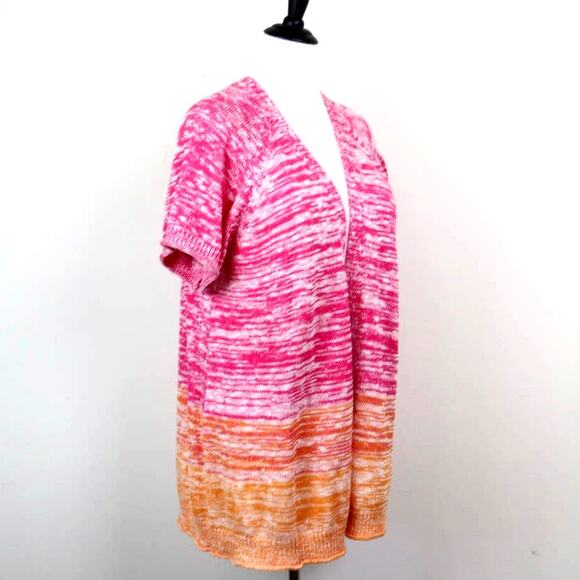 Lane Bryant Size 18/20 Open Cardigan Knit Sweater Ombre Pink Orange - Picture 6 of 11